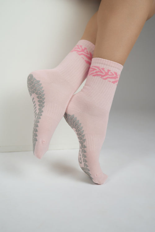 Blush Flow Power Stripe Pilates grip socks by Gripliin